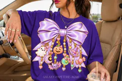 Pastel Halloween Bow PNG with Cute Ghost and Charms Product Image 3
