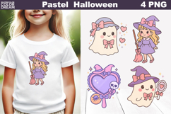 Pastel Halloween Clipart | Cute Girl Witch PNG Product Image 1