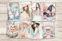 GlamArtZhanna, Pastel Halloween Junk Journal Pages, Cute Junk Journal Paper, Pink Halloween Digital Collage Sheet, Witch Scrapbook Kit, Spooky Junk Journal Kit, Cute Witch Journal Card, Witch Journaling Pages, Spooky Season Ephemera Pages, Cute Halloween 