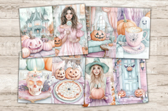 GlamArtZhanna, Pastel Halloween Junk Journal Pages, Cute Junk Journal Paper, Pink Halloween Digital Collage Sheet, Witch Scrapbook Kit, Spooky Junk Journal Kit, Cute Witch Journal Card, Witch Journaling Pages, Spooky Season Ephemera Pages, Cute Halloween 