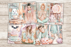 GlamArtZhanna, Pastel Halloween Junk Journal Pages, Cute Junk Journal Paper, Pink Halloween Digital Collage Sheet, Witch Scrapbook Kit, Spooky Junk Journal Kit, Cute Witch Journal Card, Witch Journaling Pages, Spooky Season Ephemera Pages, Cute Halloween 