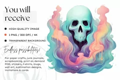 Watercolor Pastel Halloween Clipart PNG for sublimation Product Image 2