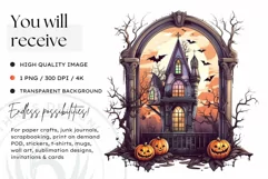 Watercolor Pastel Halloween Clipart PNG for sublimation Product Image 2