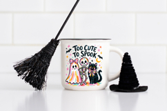 colorful halloween png with ghost cat skeleton bows and stars