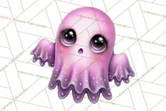 Halloween Clipart PNG, Pink Pastel Goth Halloween Ghost Product Image 3