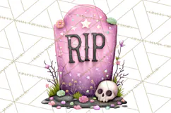 Halloween Clipart PNG, Pink Pastel Goth Halloween Ghost Product Image 5
