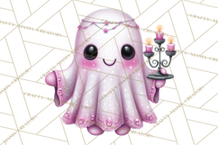 Halloween Clipart PNG, Pink Pastel Goth Halloween Ghost Product Image 4