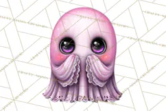 Halloween Clipart PNG, Pink Pastel Goth Halloween Ghost Product Image 5
