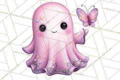 Halloween Clipart PNG, Pink Pastel Goth Halloween Ghost Product Image 2