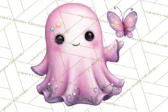 Halloween Clipart PNG, Pink Pastel Goth Halloween Ghost Product Image 2