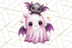 Halloween Clipart PNG, Pink Pastel Goth Halloween Ghost Product Image 3