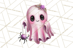 Halloween Clipart PNG, Pink Pastel Goth Halloween Ghost Product Image 4