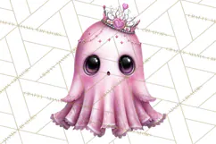 Halloween Clipart PNG, Pink Pastel Goth Halloween Ghost Product Image 5