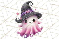 Halloween Clipart PNG, Pink Pastel Goth Halloween Ghost Product Image 4