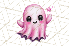 Halloween Clipart PNG, Pink Pastel Goth Halloween Ghost Product Image 5