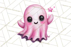 Halloween Clipart PNG, Pink Pastel Goth Halloween Ghost Product Image 5