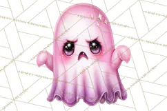 Halloween Clipart PNG, Pink Pastel Goth Halloween Ghost Product Image 3