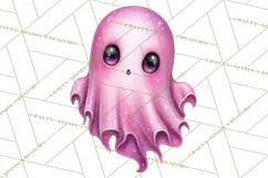 Halloween Clipart PNG, Pink Pastel Goth Halloween Ghost Product Image 4