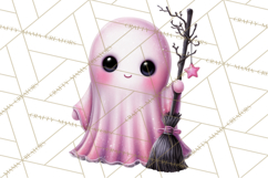 Halloween Clipart PNG, Pink Pastel Goth Halloween Ghost Product Image 5