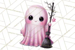 Halloween Clipart PNG, Pink Pastel Goth Halloween Ghost Product Image 5