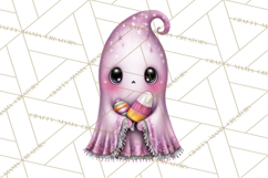 Halloween Clipart PNG, Pink Pastel Goth Halloween Ghost Product Image 2
