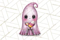 Halloween Clipart PNG, Pink Pastel Goth Halloween Ghost Product Image 2