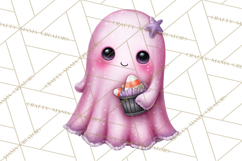 Halloween Clipart PNG, Pink Pastel Goth Halloween Ghost Product Image 3