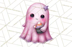 Halloween Clipart PNG, Pink Pastel Goth Halloween Ghost Product Image 3
