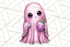 Halloween Clipart PNG, Pink Pastel Goth Halloween Ghost Product Image 4