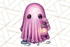 Halloween Clipart PNG, Pink Pastel Goth Halloween Ghost Product Image 3