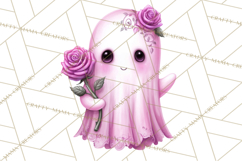 Halloween Clipart PNG, Pink Pastel Goth Halloween Ghost Product Image 4