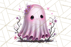 Halloween Clipart PNG, Pink Pastel Goth Halloween Ghost Product Image 5