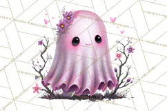 Halloween Clipart PNG, Pink Pastel Goth Halloween Ghost Product Image 5