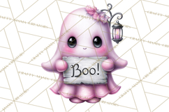 Halloween Clipart PNG, Pink Pastel Goth Halloween Ghost Product Image 3