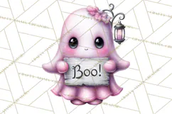 Halloween Clipart PNG, Pink Pastel Goth Halloween Ghost Product Image 3