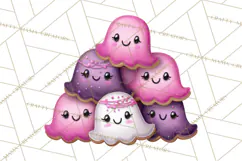 Halloween Clipart PNG, Pink Pastel Goth Halloween Ghost Product Image 5