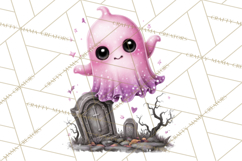 Halloween Clipart PNG, Pink Pastel Goth Halloween Ghost Product Image 2
