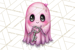 Halloween Clipart PNG, Pink Pastel Goth Halloween Ghost Product Image 5