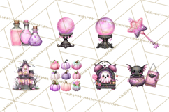 Halloween Clipart PNG, Pink Pastel Goth Halloween Ghost Product Image 2