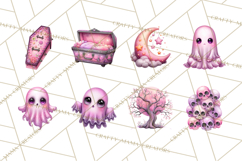 Halloween Clipart PNG, Pink Pastel Goth Halloween Ghost Product Image 3
