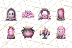 Halloween Clipart PNG, Pink Pastel Goth Halloween Ghost Product Image 4