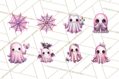 Halloween Clipart PNG, Pink Pastel Goth Halloween Ghost Product Image 5