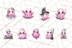 Halloween Clipart PNG, Pink Pastel Goth Halloween Ghost Product Image 6