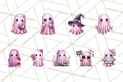 Halloween Clipart PNG, Pink Pastel Goth Halloween Ghost Product Image 7