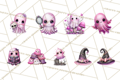 Halloween Clipart PNG, Pink Pastel Goth Halloween Ghost Product Image 8