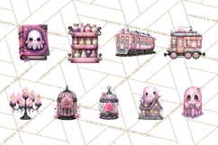 Halloween Clipart PNG, Pink Pastel Goth Halloween Ghost Product Image 9
