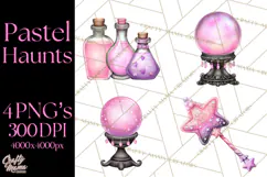 Halloween Clipart PNG, Pink Pastel Goth Halloween Ghost Product Image 1