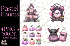 Halloween Clipart PNG, Pink Pastel Goth Halloween Ghost Product Image 1