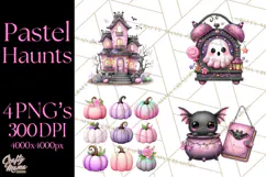 Halloween Clipart PNG, Pink Pastel Goth Halloween Ghost Product Image 1