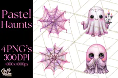 Halloween Clipart PNG, Pink Pastel Goth Halloween Ghost Product Image 1
